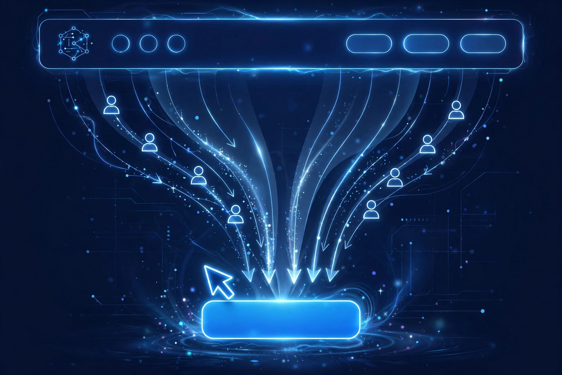 Illustration of a landing page headline and call-to-action button guiding visitor attention