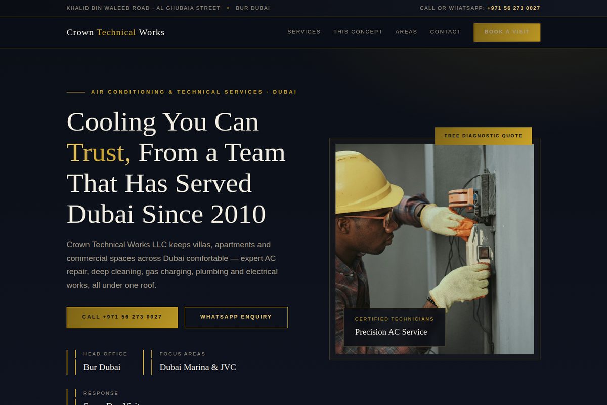 Crown Technical Works LLC homepage mockup