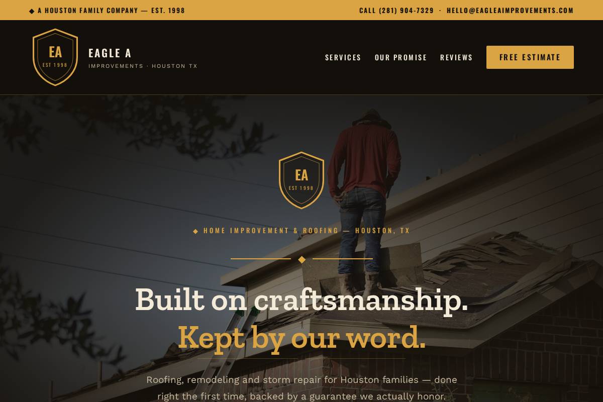 Eagle A Improvements homepage mockup