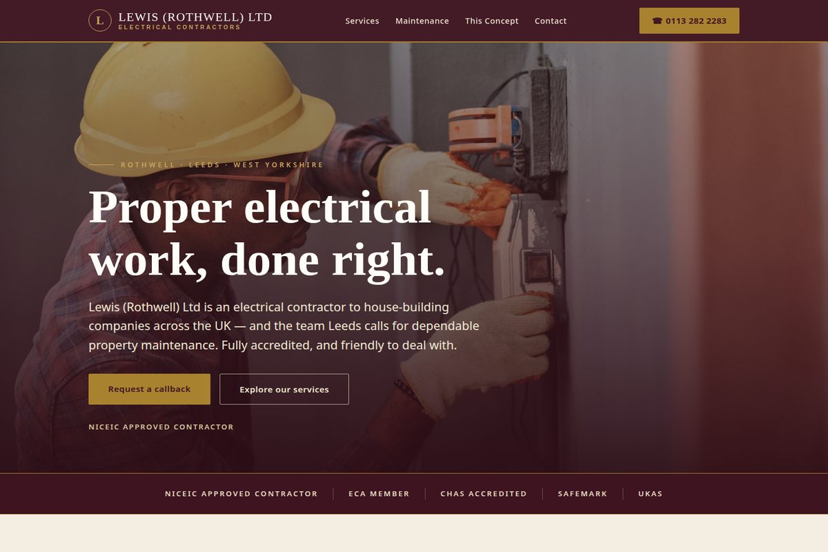 Lewis (Rothwell) Ltd homepage mockup