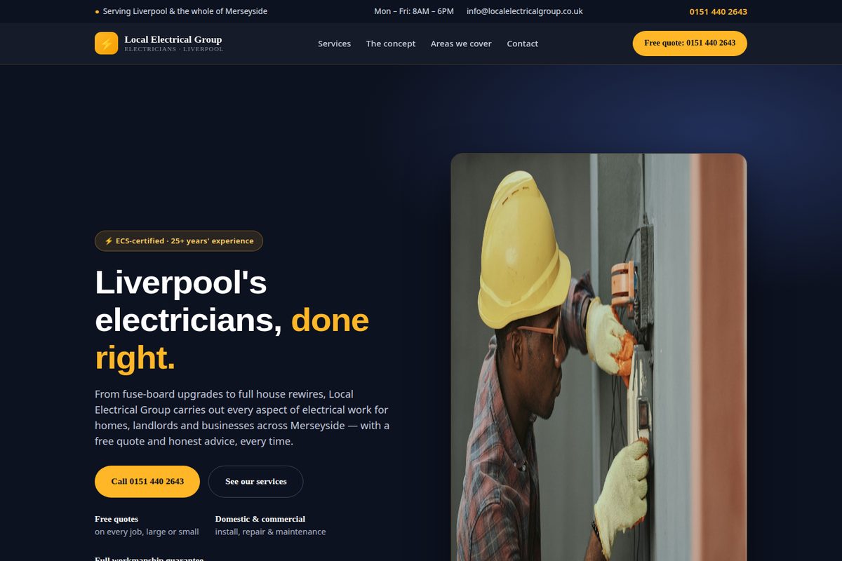 Local Electrical Group homepage mockup