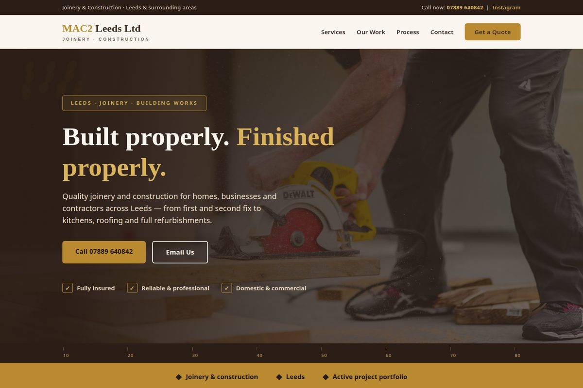 MAC2 Leeds homepage mockup