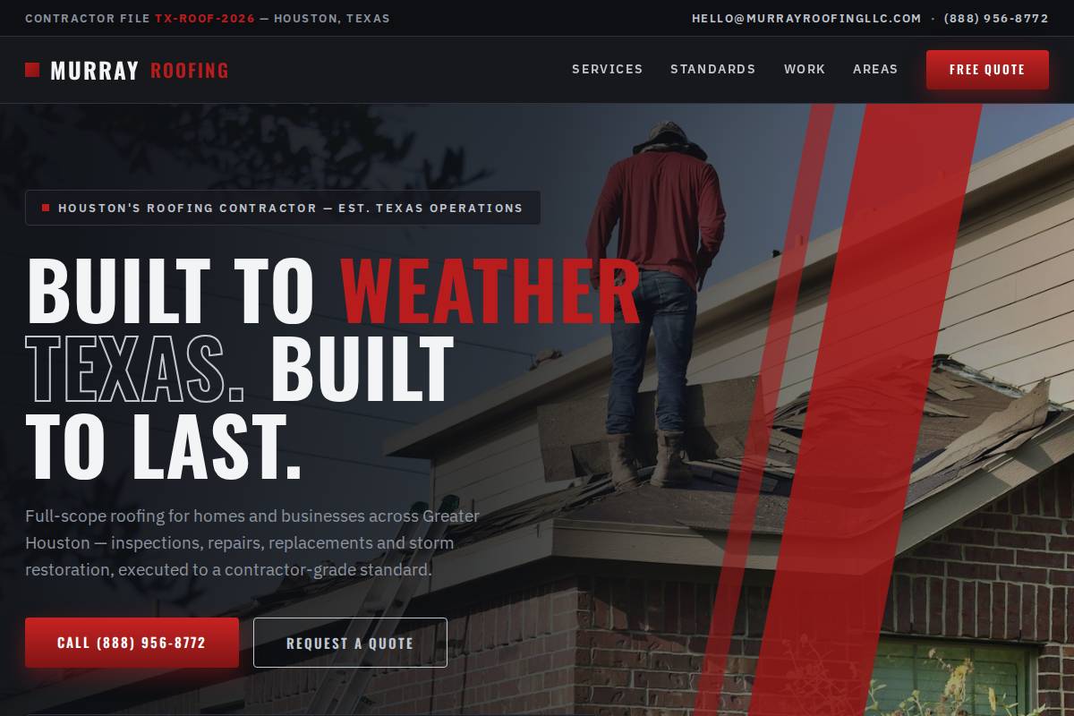 Murray Roofing LLC homepage mockup