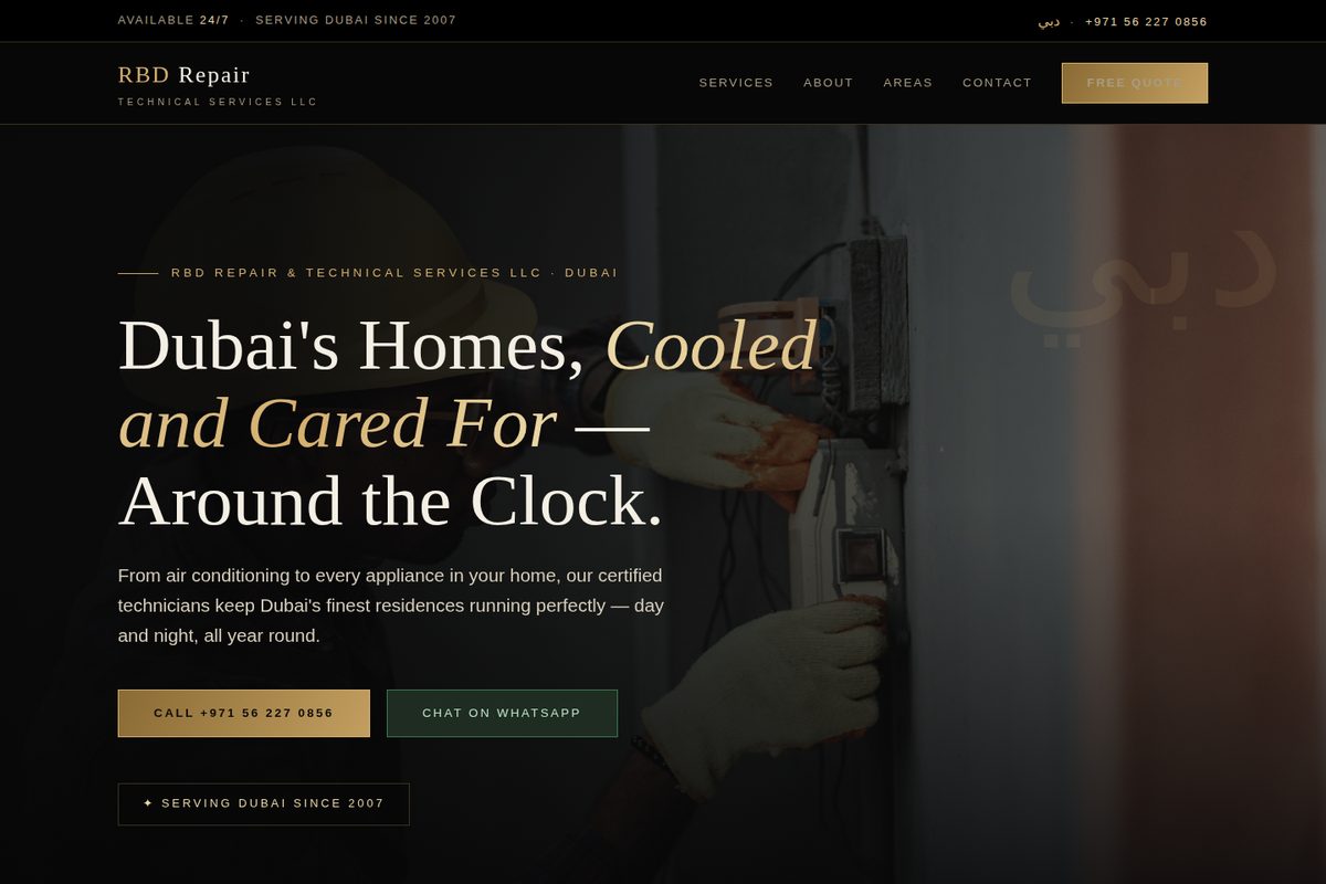 RBD Repair & Technical Services LLC homepage mockup